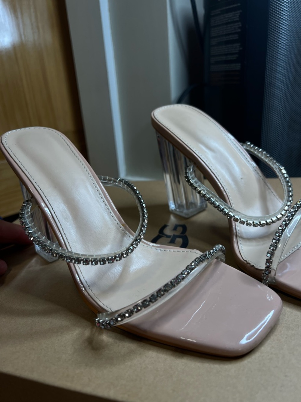 Nude Rhinestone Strap Clear Heel✨💎